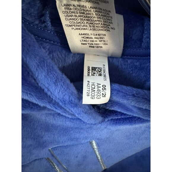 Adidas Youth Hooded Plush Pullover Sweatshirt Blue Size 14 - Picture 7 of 7